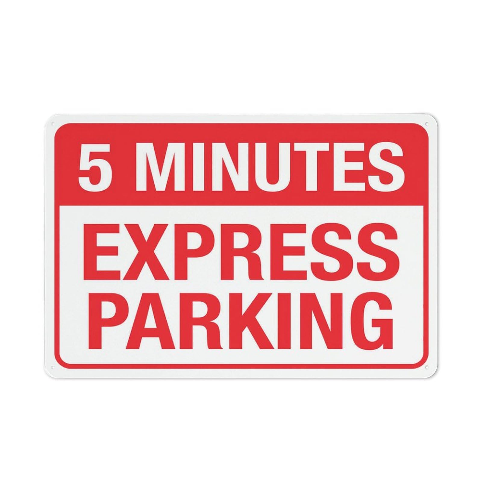 5-Minute Express Parking Sign, 8x12 Inch Outdoor Metal Sign for Business, Workplace, Office, Home, Garden