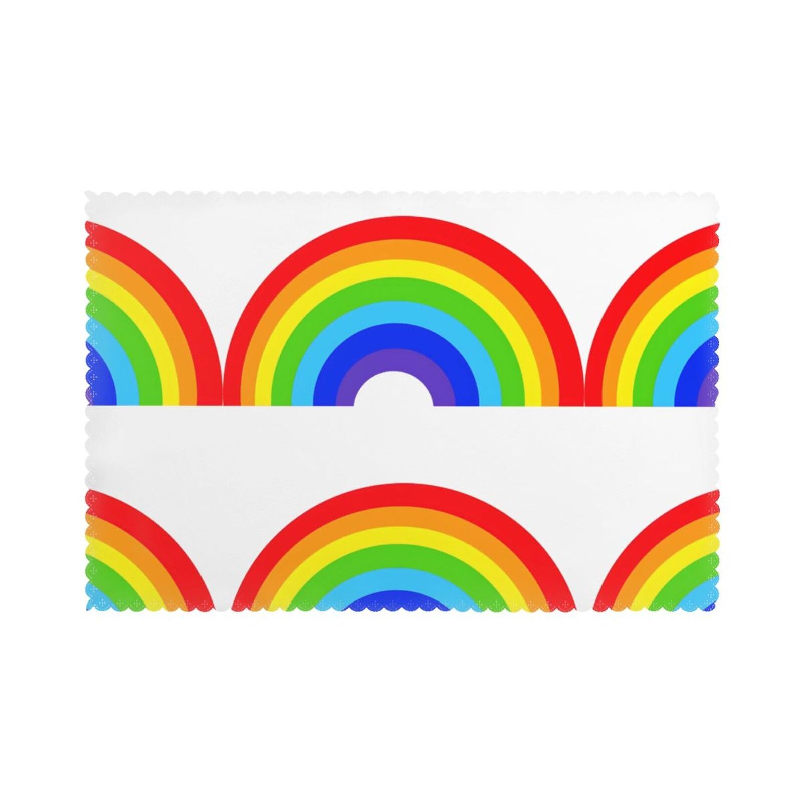 YYHWHJDE rainbow Prints Placemats Set of 6 12x18in - Engineered for Durability & Heat Resistance Polyester