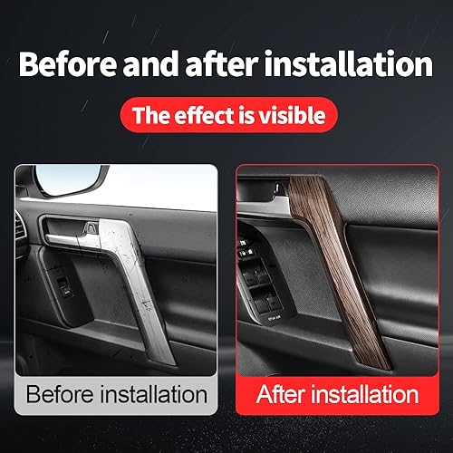 Miniatura 3 de Manija de puerta con textura de madera para Toyota Land Cruiser Prado 150, panel de elevación de ventana Lc150 2010-2022, accesorios de