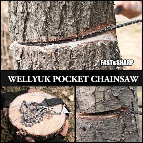 Image of Pocket Chain Saw 24 Inch with Sharp Teeth Blades Heavy Duty Steel Rope Saw, Compact Tree Hand Saw Tools for Outdoor Camping Hunting Tree Trimming