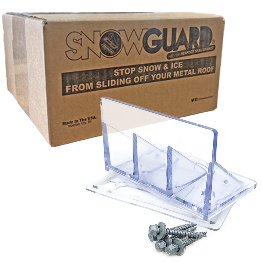 20 Pack Jumbo Snow Guards for Metal Roofs – Clear Polycarbonate with Perfect Seal Gaskets & Screws – Heavy-Duty Roof Snow Stops Prevent Sliding Snow & Ice | Made in USA