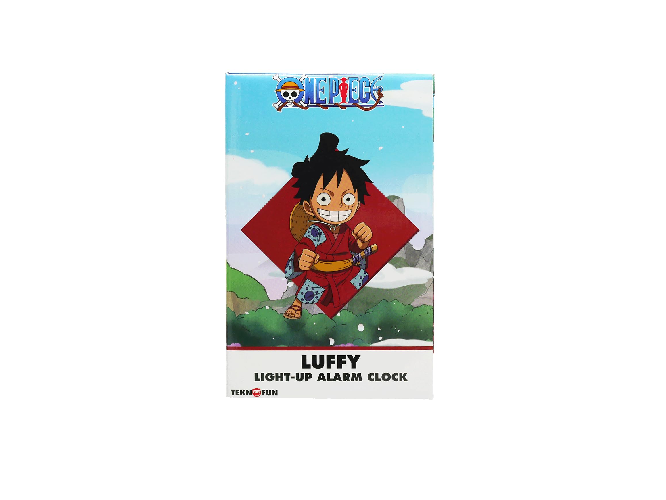 Teknofun - One Piece Licencia Oficial - Reloj Despertador Luffy - Azul, Rojo y Negro - Funciona con Pilas (3X AAA) o USB-C (Cable Incluido) - 811638