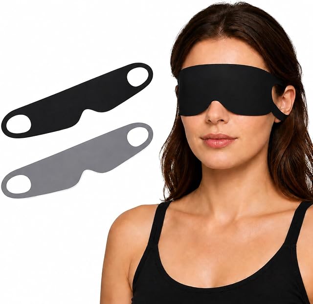 2 Pack Sleep Mask, Ultra-Light Breathable Blackout Eye Mask for Sleeping, Zero Pressure Ear-Hanging Eye Masks for Side Sleepers, Travel, Napping and Office Rest