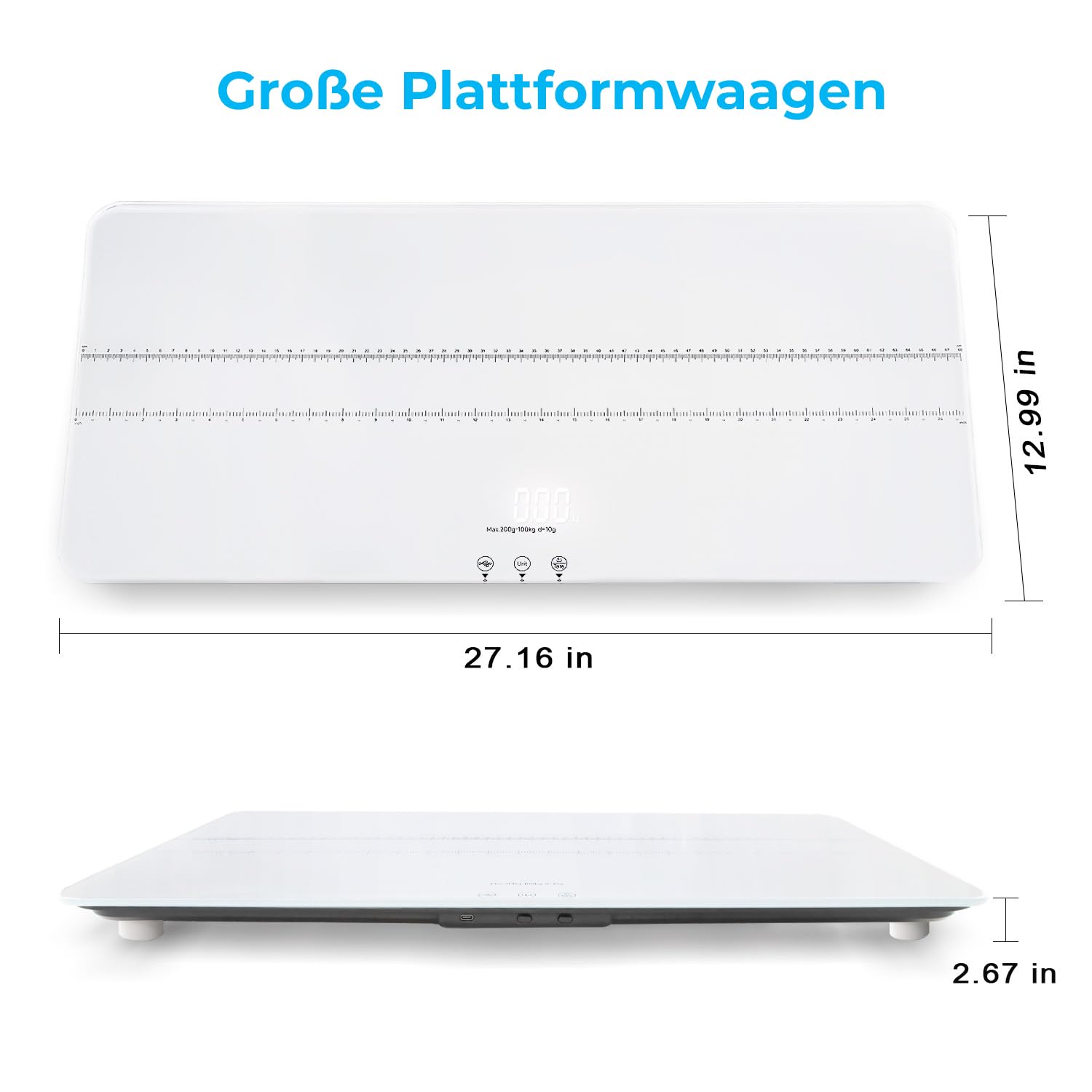 UNIWEIGH Digitale Haustierwaage, 10 g, hohe Genauigkeit, für Hunde und Katzen, 3 Wiegeeinheiten, Tara-/Haltefunktion, Babywaage, gehärtetes Glas, USB-Kabel, groß | 3 Wiegeeinheiten/Tara-/Haltefunktion, Babywaage für Haustiere, gehärtetes Glas, USB-Aufladu