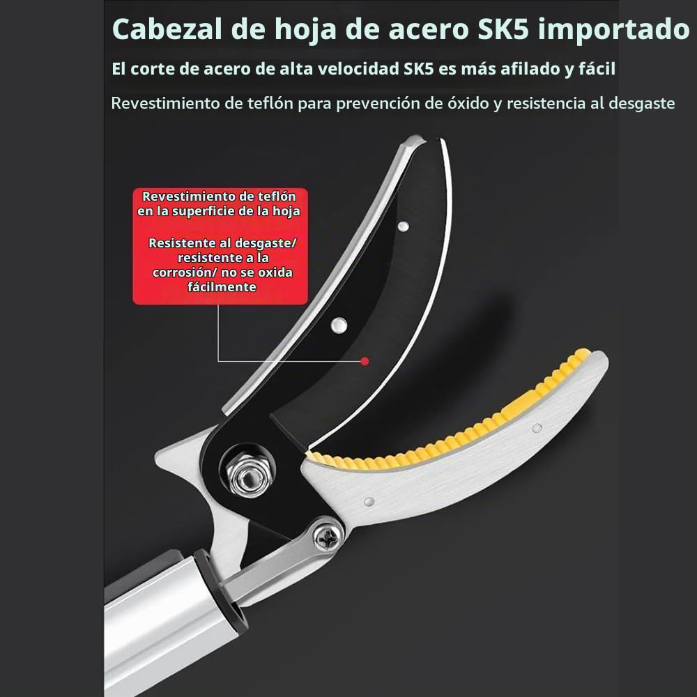 Podadora De Altura,Tijeras De Podar Telescópicas,Podadora Telescopica,Recogida De Fruta,Longitud Regulable De 1.2 a 2.2m,Diámetro Máximo De Corte 2 Cm,Para La Poda En Altura y La Recogida De Fruta