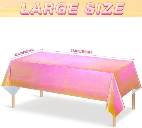 Miniatura 2 de 3 manteles de plástico iridiscente brillantes desechables con láser de arco iris manteles rectangulares de papel de aluminio holográfico