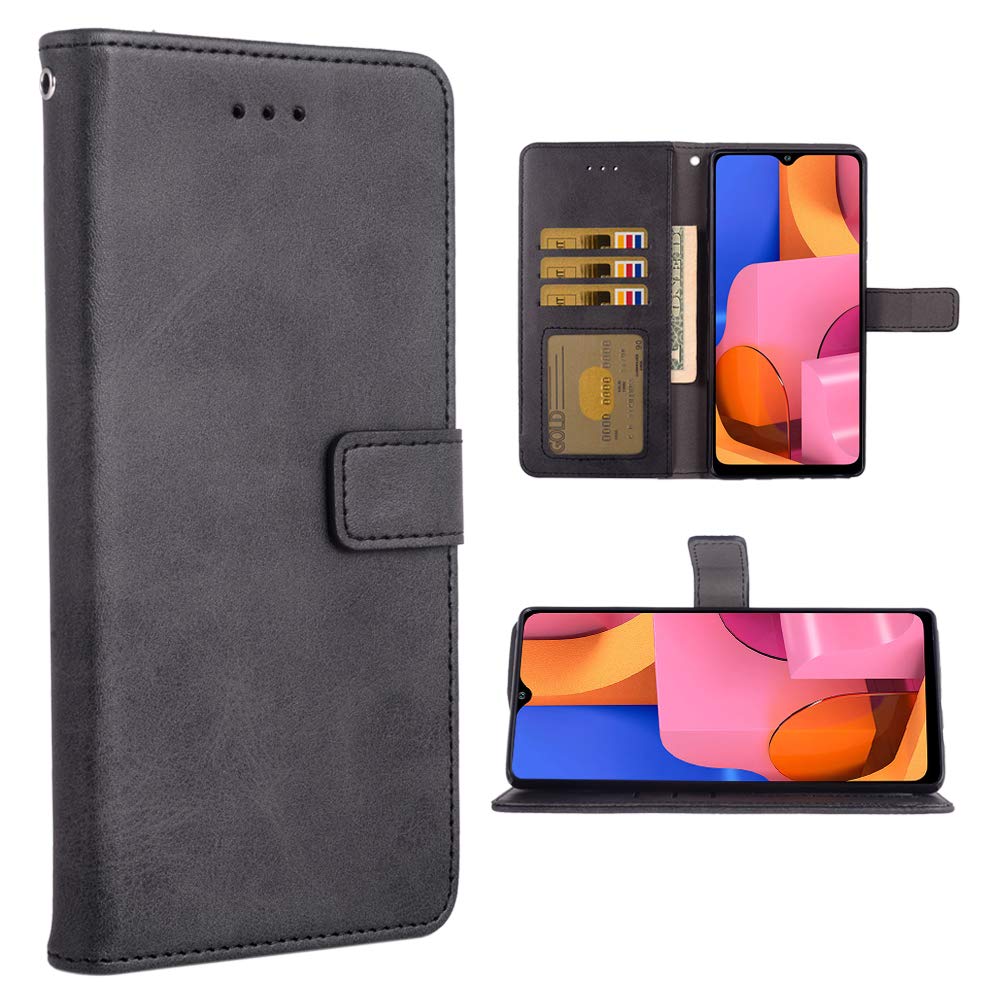 Phone Case for Samsung Galaxy A20s Folio Flip Wallet Case,PU Leather Credit Card Holder Slots Heavy Duty Full Body Protection Kickstand Protective Phone Cover for GalaxyA20s A 20 S A20 20s Black