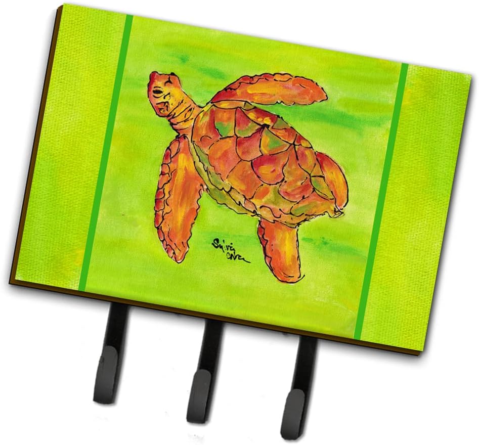 Caroline's Treasures 8376TH68 Turtle Leash or Key Holder, Wall Hooks, Key Hooks Holder, Coat Rack Wall Mount, Coat Hooks, Hooks for Hanging Keys, Towels, Aprons, Leashes,