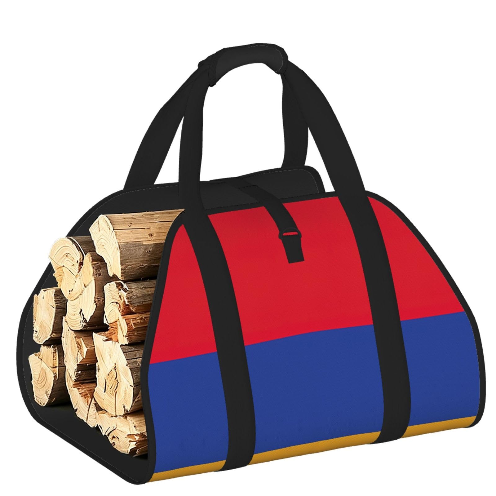 Ayyqwe Black Flag Of Armenia Print Firewood Bag Wood Waterproof Versatile Camping Picnic Storage Daily Home