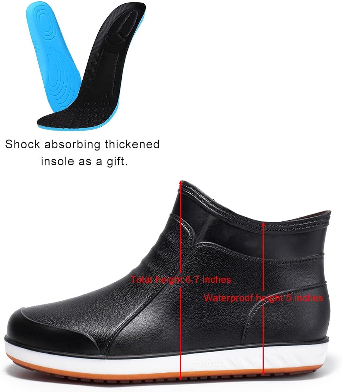 Miniatura 3 de Waterproof Rain Boots, Shock absorbing soft insole,Garden rain Shoes with Rubber Insulated Outsole, Anti Slip Resistant Booties for fishing,Outdoor,