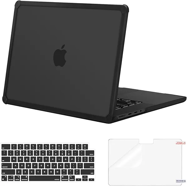 MOSISO Compatible with MacBook Pro 14 inch Case 2025-2021 M4 M3 M2 M1 A3112 A3185 A3401 A2918 A2992 A2779 A2442, Anti-Cracking Heavy Duty TPU Bumper Hard Case&Keyboard Skin&Screen Film, Black
