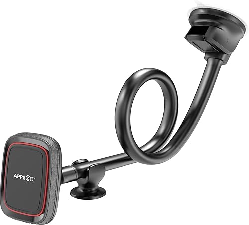 APPS2Car Magnetic Phone Holder for Car, Anti-Shake Dashboard & Windshield Phone Mount for Truck [Flexible Long Arm], Gooseneck Car Phone Holder [6