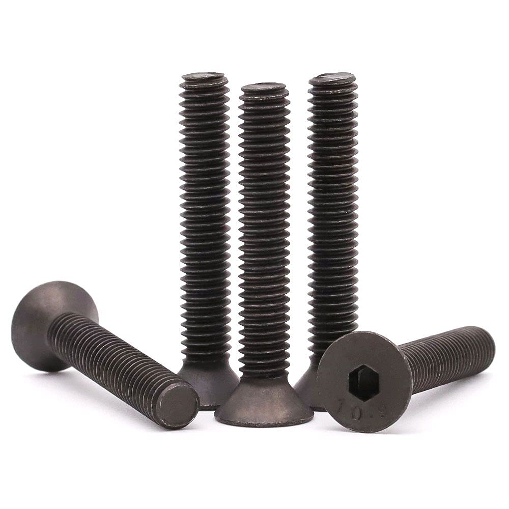 M6 x 35mm (20 Pack) Flat Head Socket Head Cap Screws, Grade 10.9 Black Oxide Finish, Machine Screws Full Thread Coverage