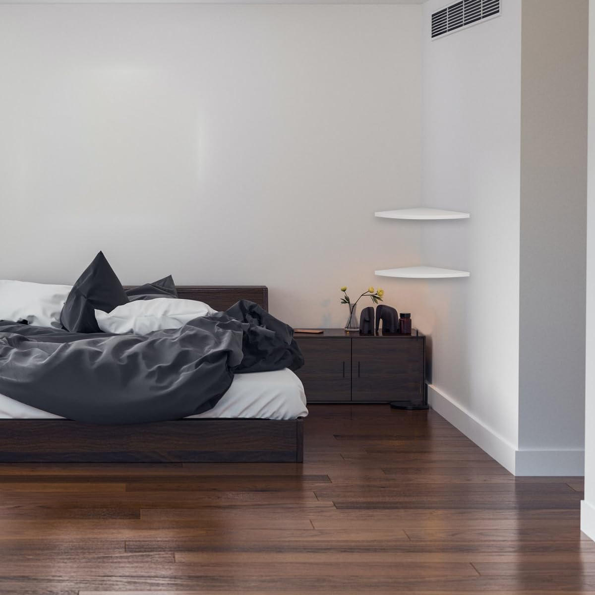 Estantería de Esquina de Pared de PVC Diseño Triangular y Forma de Abanico, Soporte para Almacenamiento Seguro de Libros y Gafas en Oficina o Baño