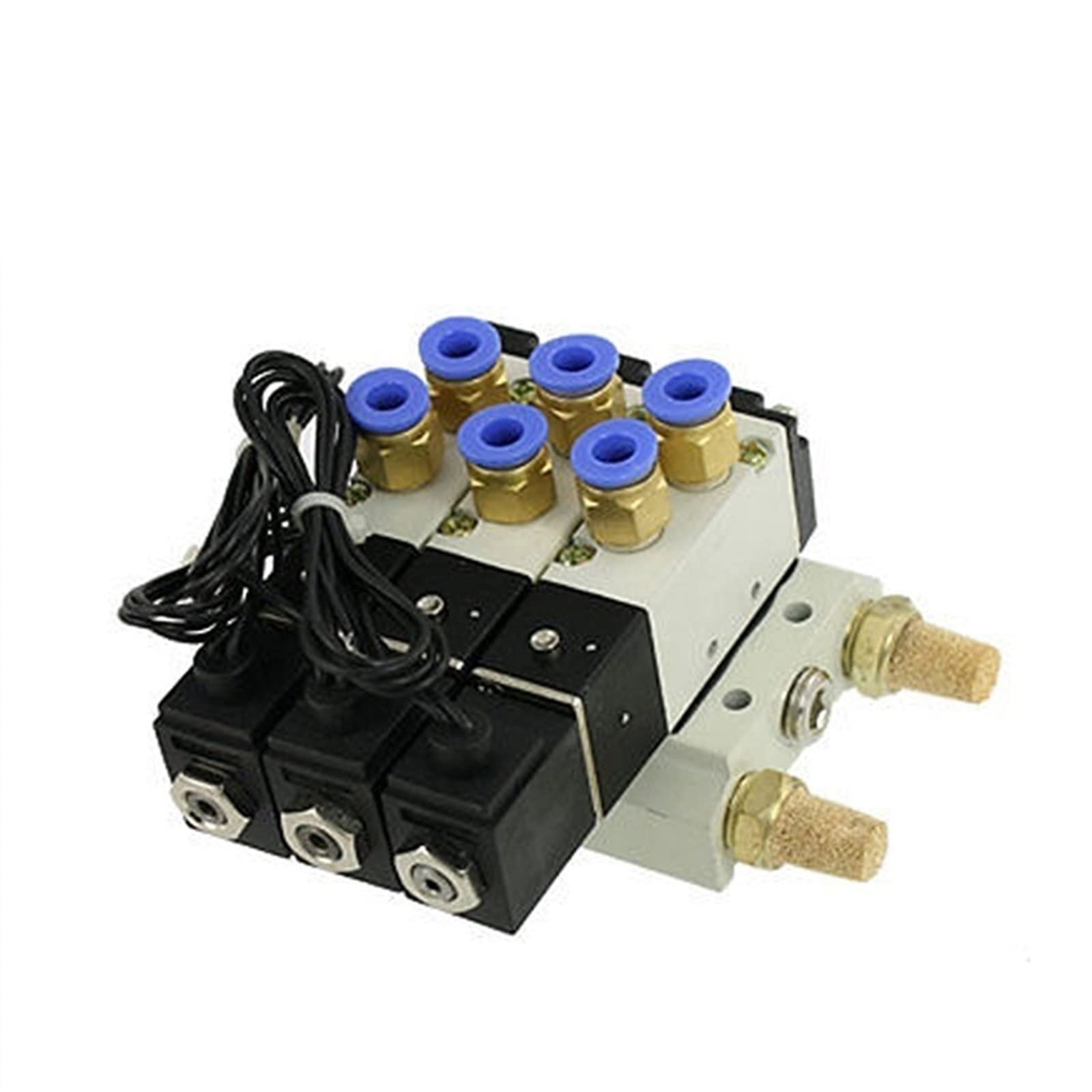 DC 12 V 24 V Potrójny pneumatyczny zawór elektromagnetyczny 4V110-06 tłumik 4 mm 6 mm 8 mm 10 mm 12 mm szybkozłączka zestaw podstawowy AC 110 V 220 V 4 V 110 06 1 zestaw (6 mm armatura