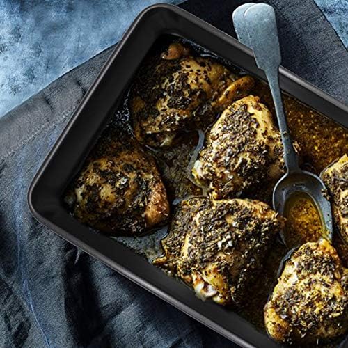 Large Roasting Tin, Non-Stick Baking Tray Set, 3-Piece Oven Tray (Black)