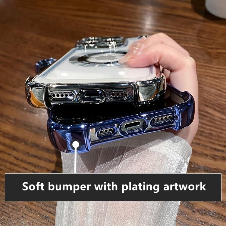 Miniatura 6 de LOOBIVAL Funda magnética para iPhone 13 Pro Max compatible con MagSafe, protección de grado militar Logo View Funda delgada transparente galvanizada