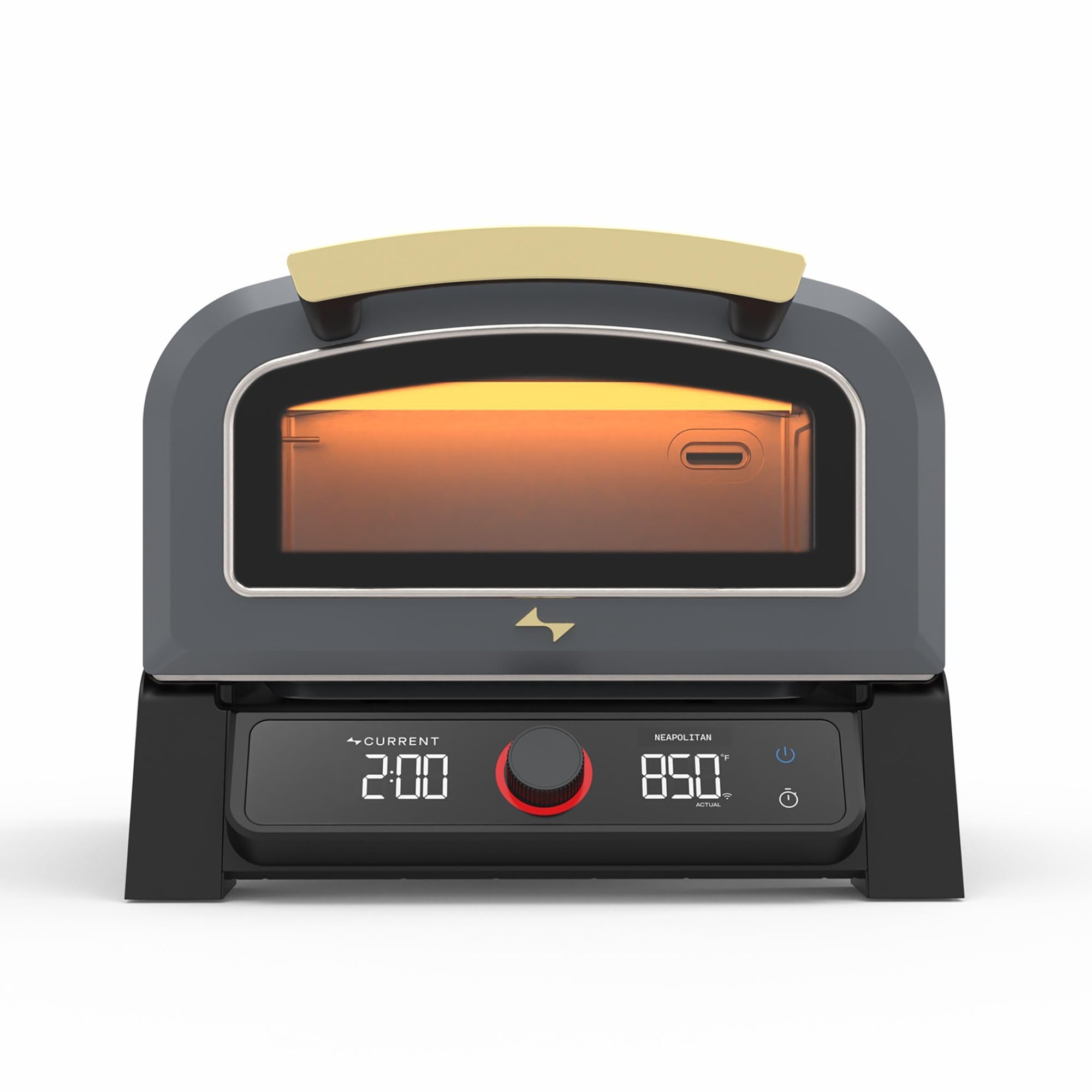 Current Model P Smart Electric Pizza Oven, 12-Inch, 850°F Max, 8 Cooking Modes, App Connectivity for Temperature Monitoring & Custom Cooking Times, Compact for Indoor & Outdoor Use, Dark Gray