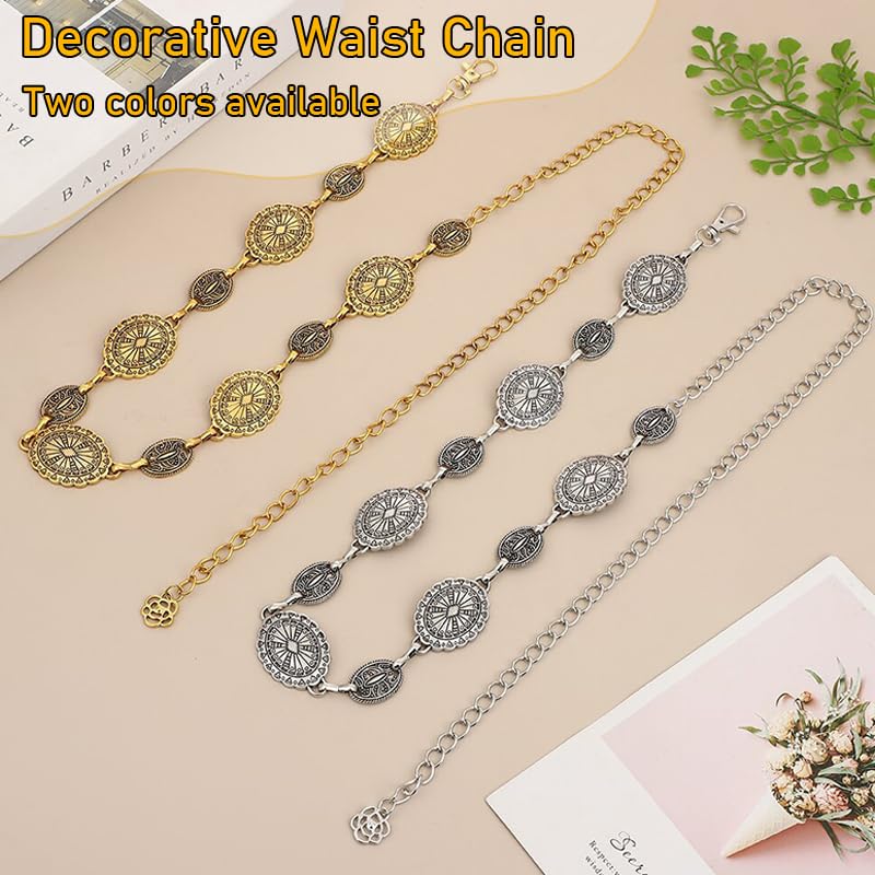 Western Metal Belt for Women - Cowgirl Chain Decorative Belt with Adjustable Buckle3