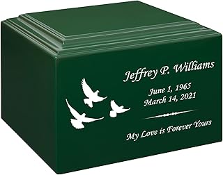 Stonewood Medium Custom Engraved Dove Cremation Urn for Human Ashes - Composite Wood Cremation Urn for Adult Ashes - 110 Cubic Inch Capacity - Personalization Included