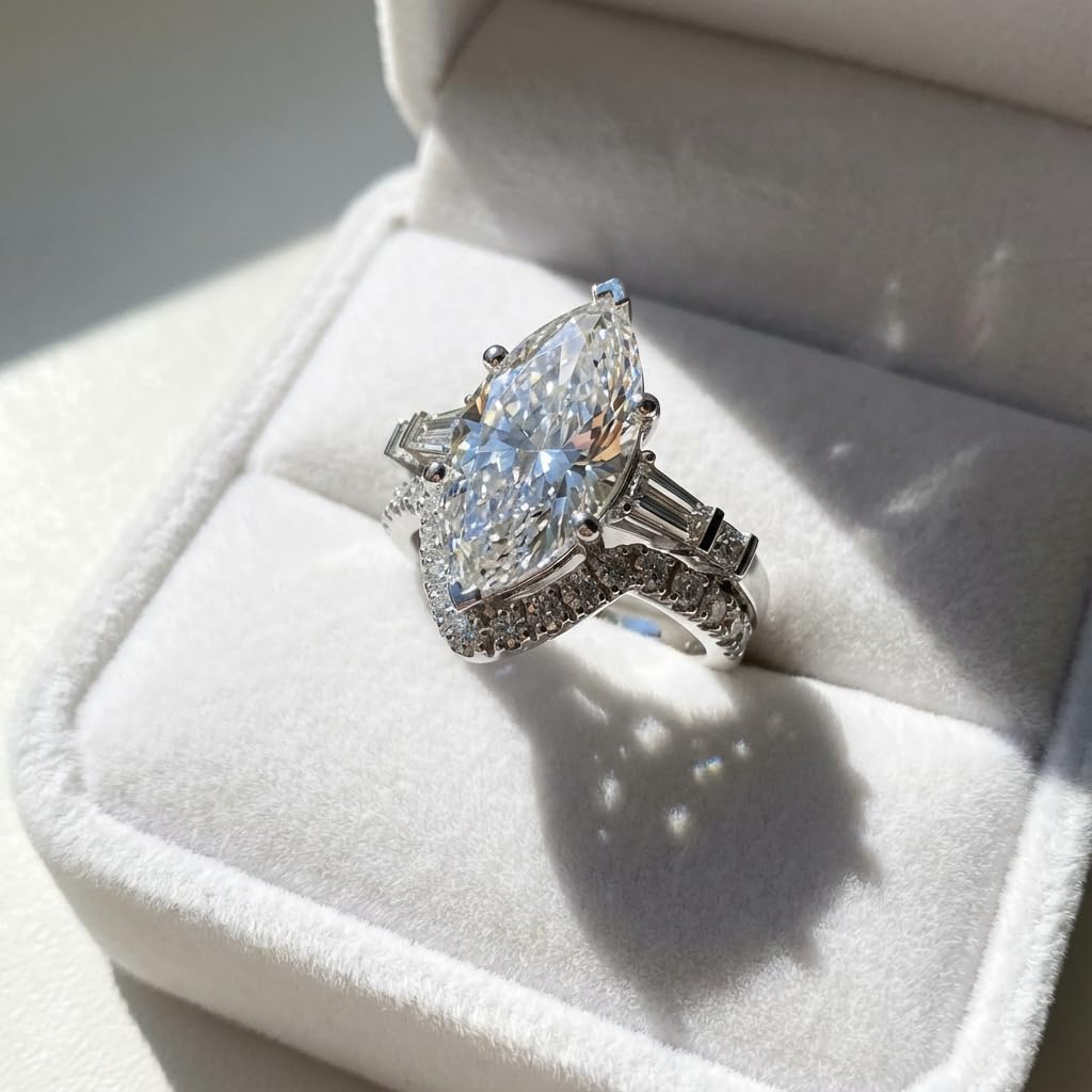 2-6 Carat Moissanite Wedding Ring Bridal Sets for Women D Color VVS1 Clarity Bridal Sets Engagement Rings Customizable 10K /14K Solid Gold Promise Ring Set for Her Free Engraving