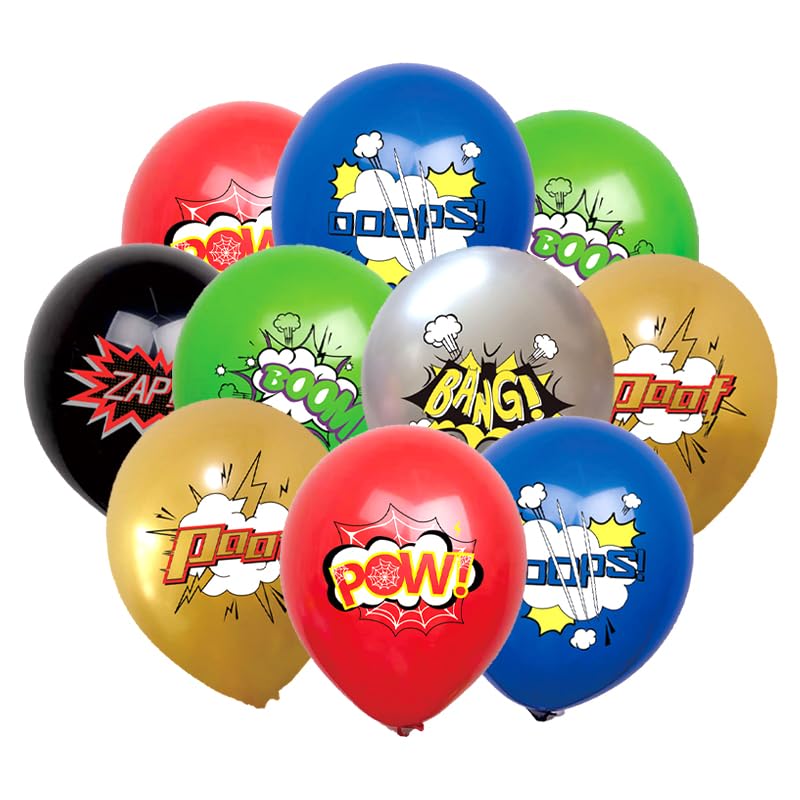 18PCS Superhero Balloons Party Latex Balloons for Superhero Birthday Party Decorations