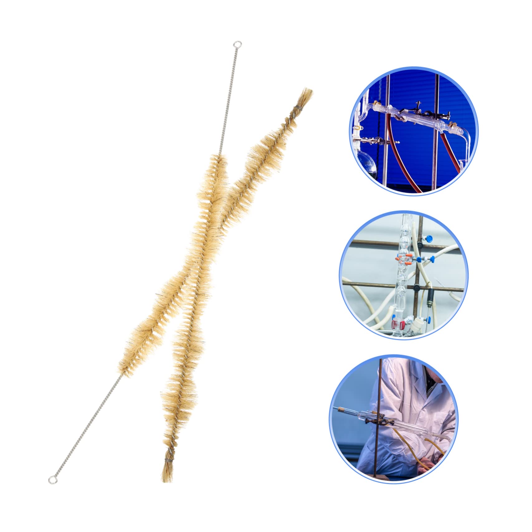 HOODANCOS 2pcs Condenser Brush Cleaning Long Cleaner Tubes Purpose Pipe Multiple Laboratory Portable Condenser Cleaner Experiment Tube Science Plastic Light Brown