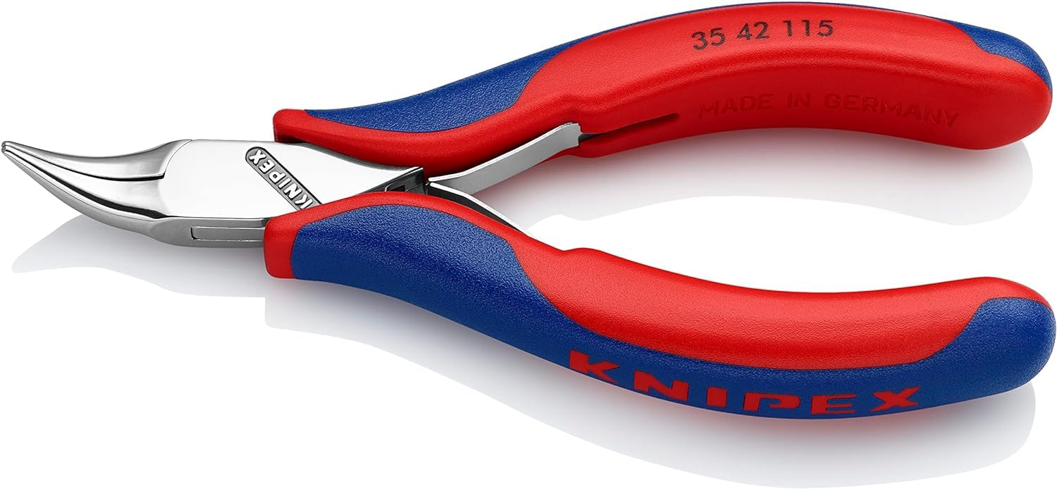 KNIPEX Elektronik-Greifzange mit durchgestecktem Gelenk mit Mehrkomponenten-Hüllen 115 mm, 35 42 115