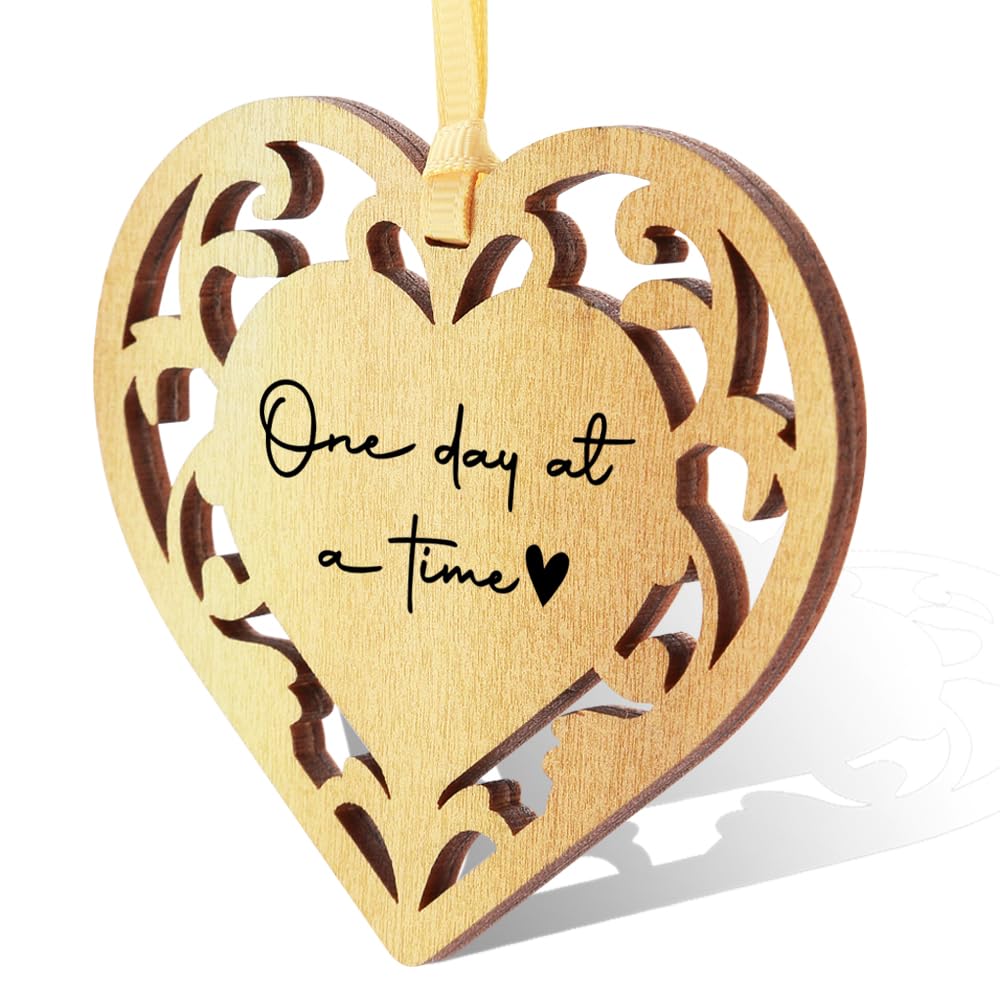 One Day at a Time Cuff Sobriety Gift Alcoholics Gift Sober Gifts Recovery Anniversary Ornament Sign, Funny Ornament Keepsake Sign Heart Plaque, Wonderful Inspirational Ornament Sign Gift.