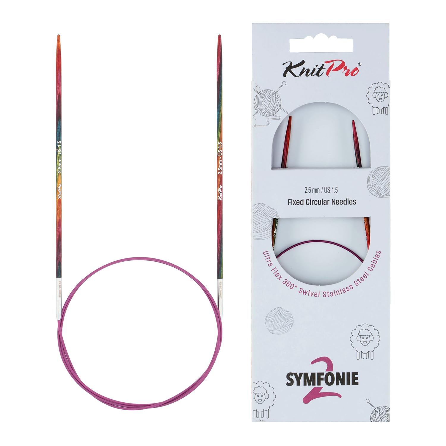 KnitPro Symfonie 2 Fixed Circular Needles 16" (40cm) | 2.5mm