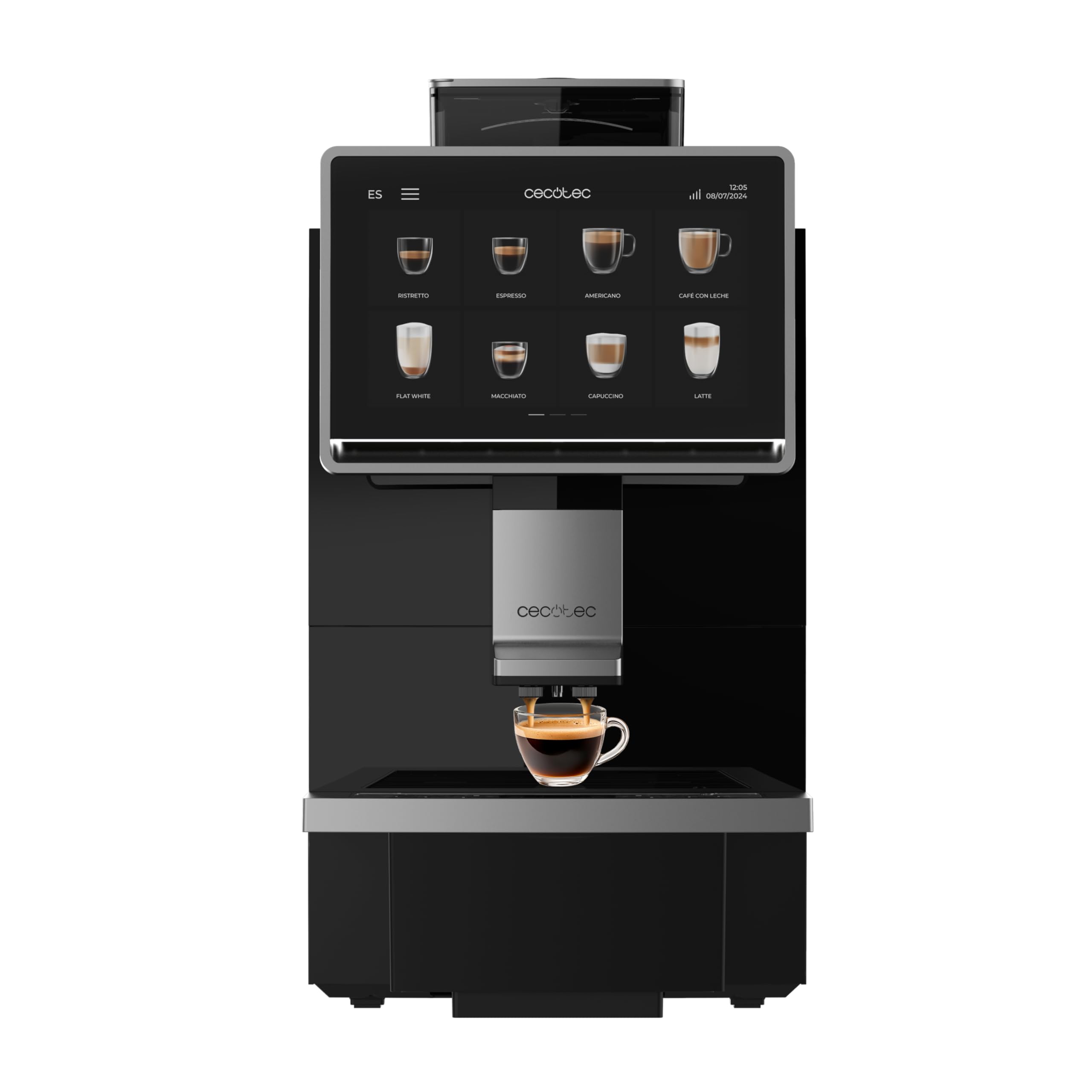 Cecotec Macchina da Caffè Superautomatica Commerciale Cremmaet Coffice. 2900W, schermo tattile, macinatura uniforme, 1 macinino, 26 bevande, serbatoio caffè in grani 1kg, serbatoio acqua 2L