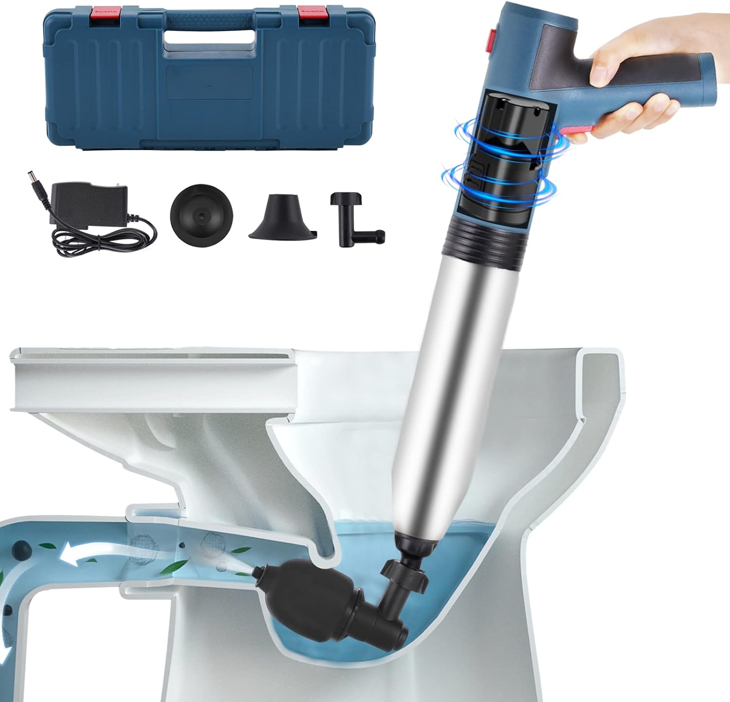 Electric Toilet Plunger High Pressure Air Drain Blaster Drain Unblocker