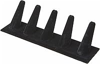 Vista 1 de Plymor Pantalla de dedo de anillo de terciopelo negro, cinco en base rectangular, 8 pulgadas de ancho x 2.125 pulgadas de profundidad x 2.5 pulgadas