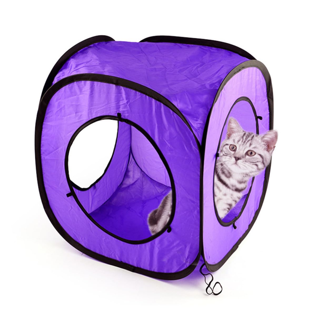 Toddmomy 3 Stück Faltbares Katzentunnel Spielzeugset mit 2 Doppelkanälen und Quadtunnel Knisterpapier Interaktives Haustier Kätzchentunnelspielzeug für Katzen und Kaninchen Drinnen und