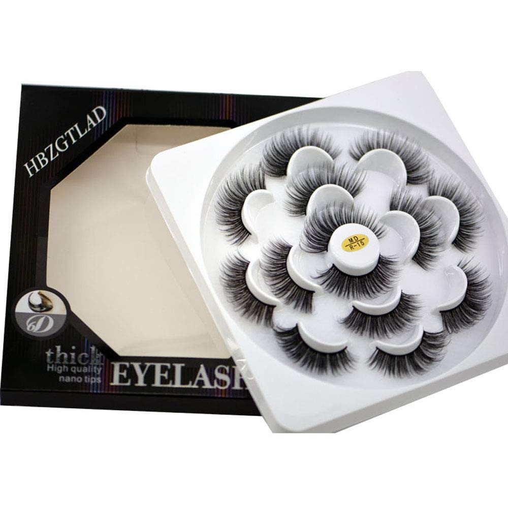 HBZGTLAD NEW 7 Pairs 3D Mink Hair False Eyelashes Criss-cross Wispy Cross Fluffy length Lashes Extension Handmade Eye Makeup Tools (MDR-15)