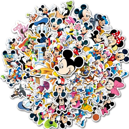 50pcs Hot Cartoon Mickey Stickers Laptop Bedroom Wardrobe Car Skateboard Motorcycle Bicycle Mobile Phone Luggage Guitar DIY Waterproof Decal (MQ)