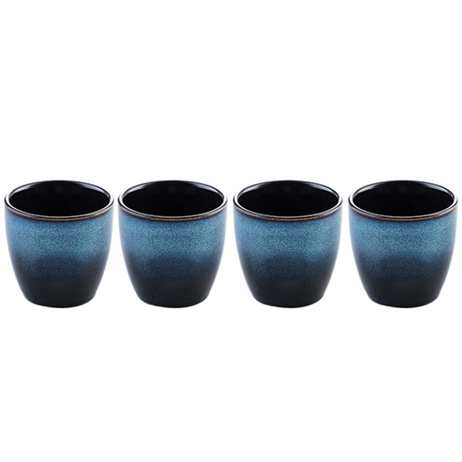 Lxuwbd- Ceramic Teacup, Kung Fu Tea Set, Coffee cup，Yerba Mate Set - Ceramic Mate CupSet of 4 (blue, Ceramic cups)