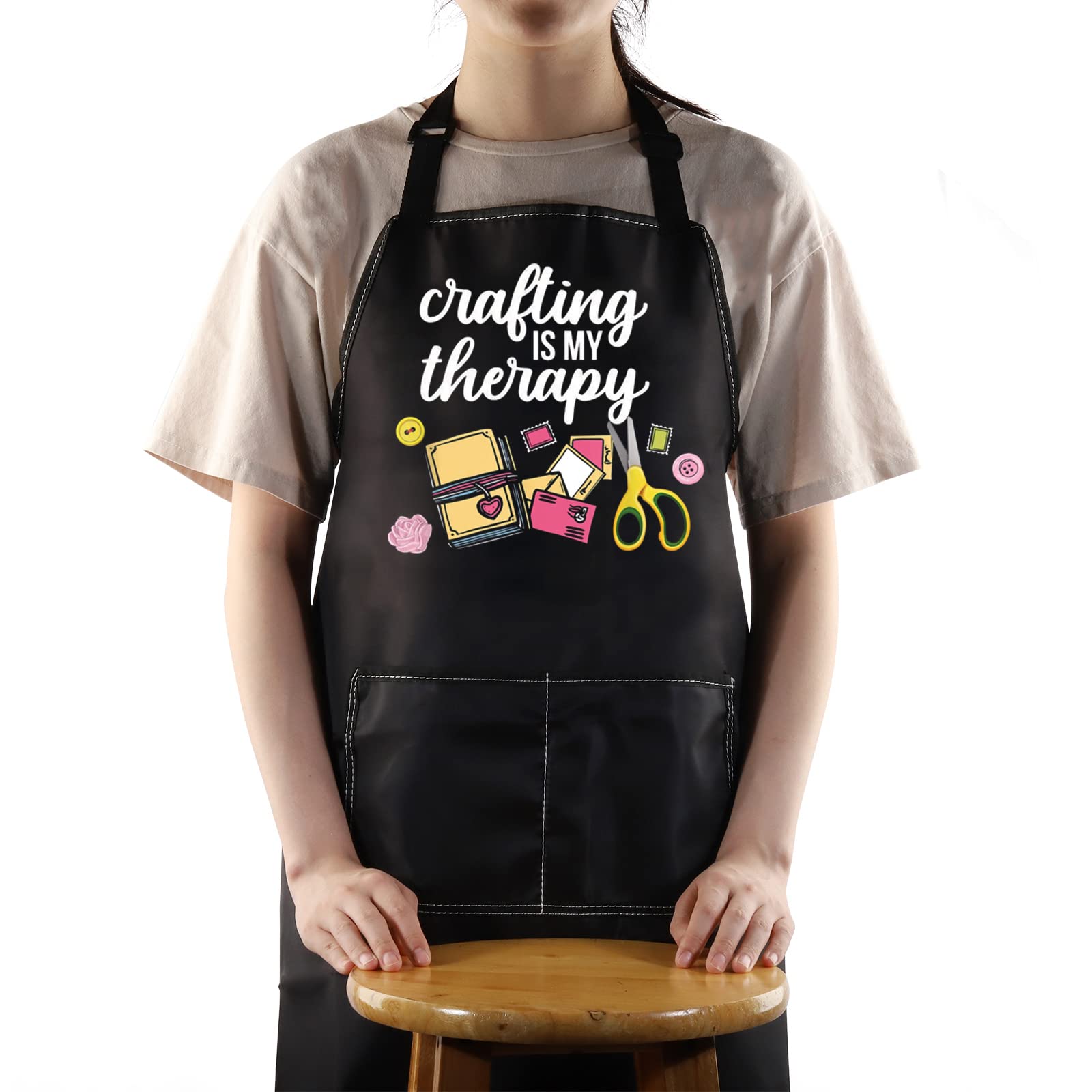 WZMPA Crafting Apron With Pocket Craft Lover Gift Crafting Is My Therapy Crafter Adjustable Tool Apron For Hand Crafting, Crafting Therapy Apron, Medium