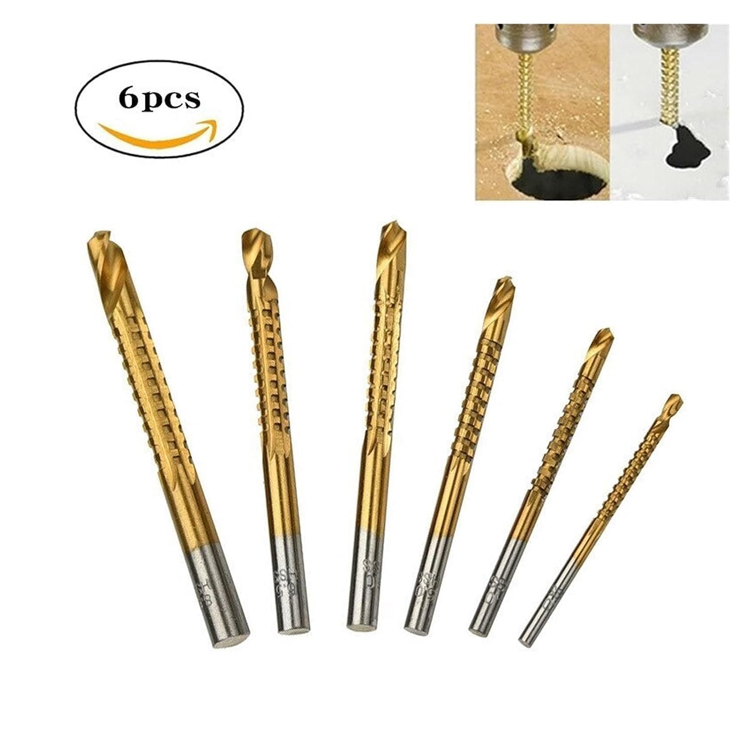 Juego De 6 Brocas De Cobalto, Broca Espiral Métrica Compuesta, Broca Helicoidal para Madera, para Corte Y Perforación.