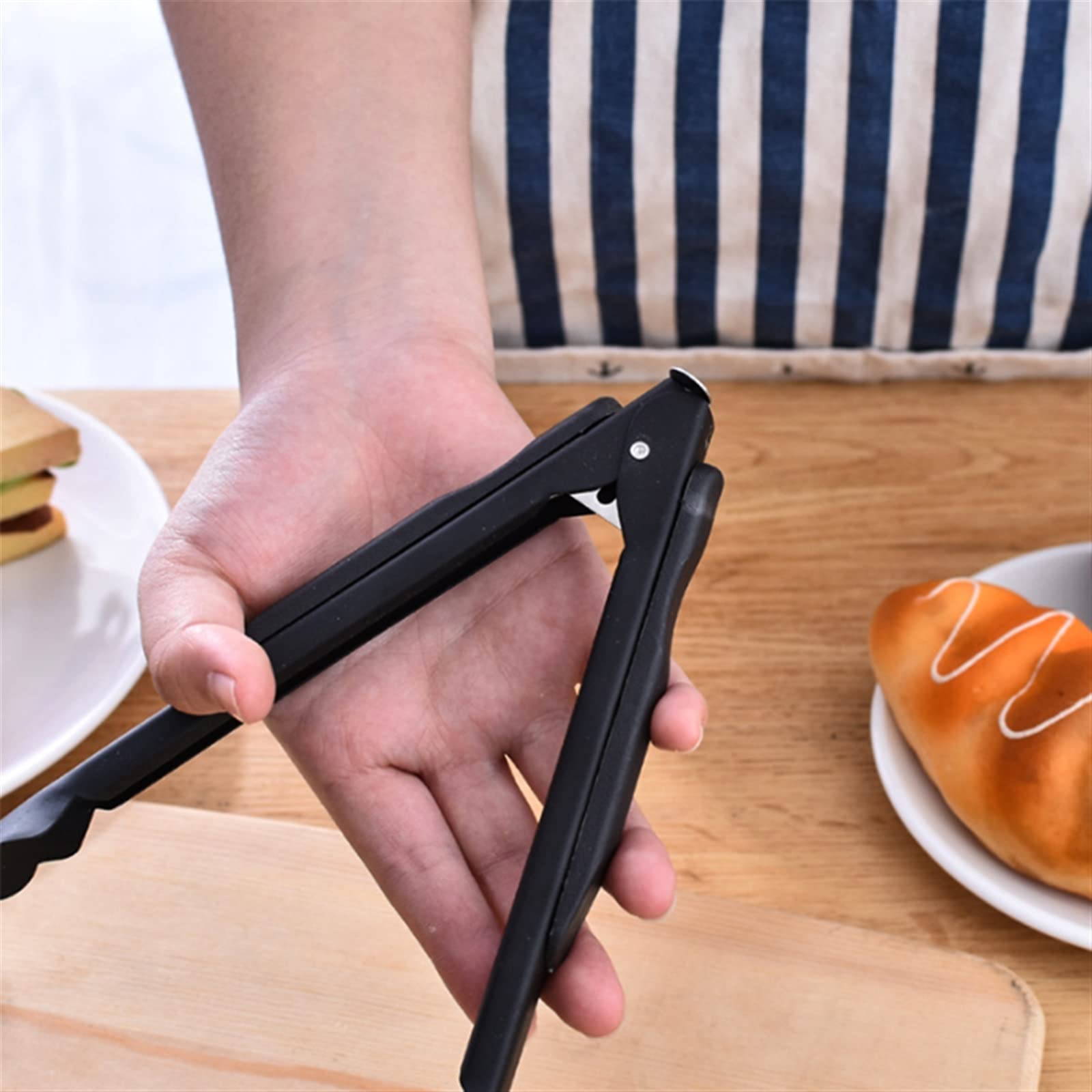 Pinze da cucina, Pinze in acciaio inossidabile siliconico 21 cm nere for barbecue da cucina