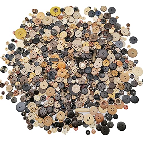 Alfykym 600-700Pcs Assorted Sizes Wooden Buttons for Crafts Mixed Colors Coconut Shell Wood Handmade Craft Buttons Ornament Buttons for Crafting Decorations DIY Arts Manual Button Painting