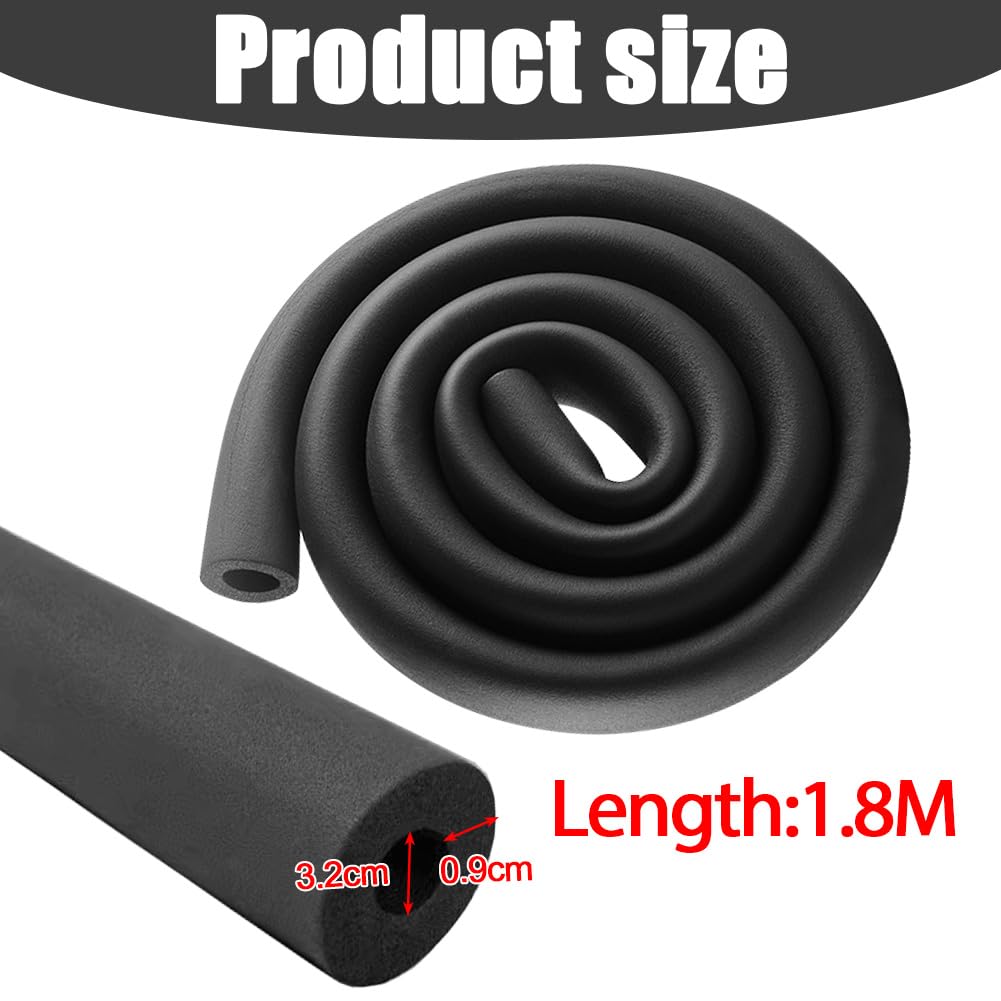Isolation des tuyaux en caoutchouc, mousse - Diamètre 16 mm, Ø 22 mm, Ø 32 mm, isolation du tuyau 1,8 m, tuyau pour diamètre de tuyau, chauffage, sanitaire, tuyau en cuivre (noir, Ø 32 mm)