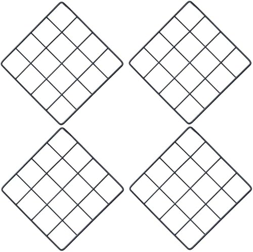 BESPORTBLE 4 piezas de rejilla para pared, estante cuadrado de hierro para fotos, exhibición para colgar fotos de 8 x 8 pulgadas, organizador de