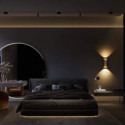 Miniatura 2 de ziidoo Aplique de pared moderno para interiores y exteriores, 7.9 pulgadas, IP65, negro y dorado, LED para patio, porche, puerta delantera,