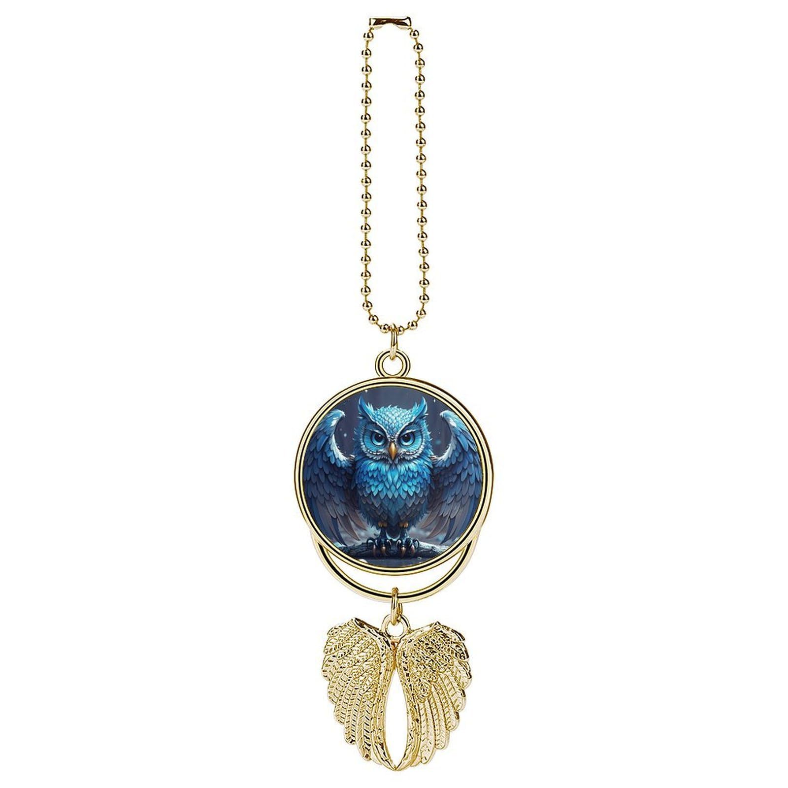 Blue Owl Car Pendant Hanging Swing Auto Rear View Mirror Hanging Car Rear View Mirror Charm Truck Hanger Ornament Charm for Car Rear View Mirrors Accessories