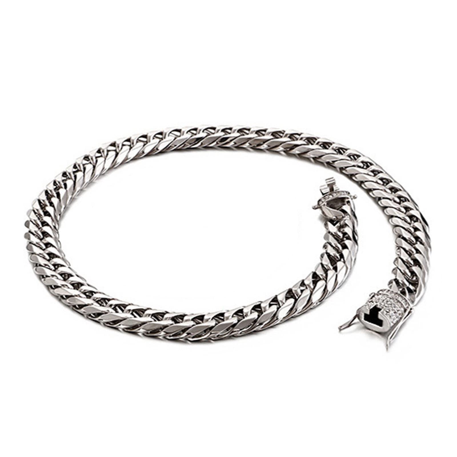 Pulseras Personalizadas, Cadena Cubana con Candado 3D Pulsera KPOP Plata Regalo para el cumpleaños de San Valentin