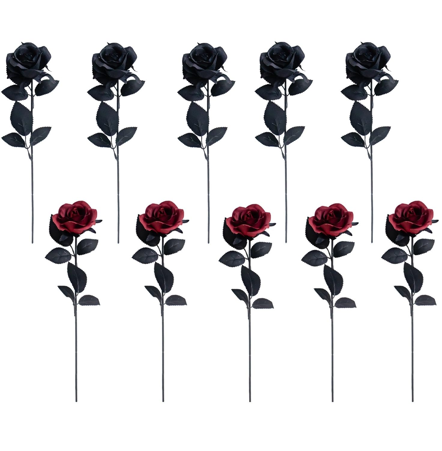 Amazon.co.jp: DIFEIUKI バラ 造花 10本セット 一輪 花束 黒薔薇 黒