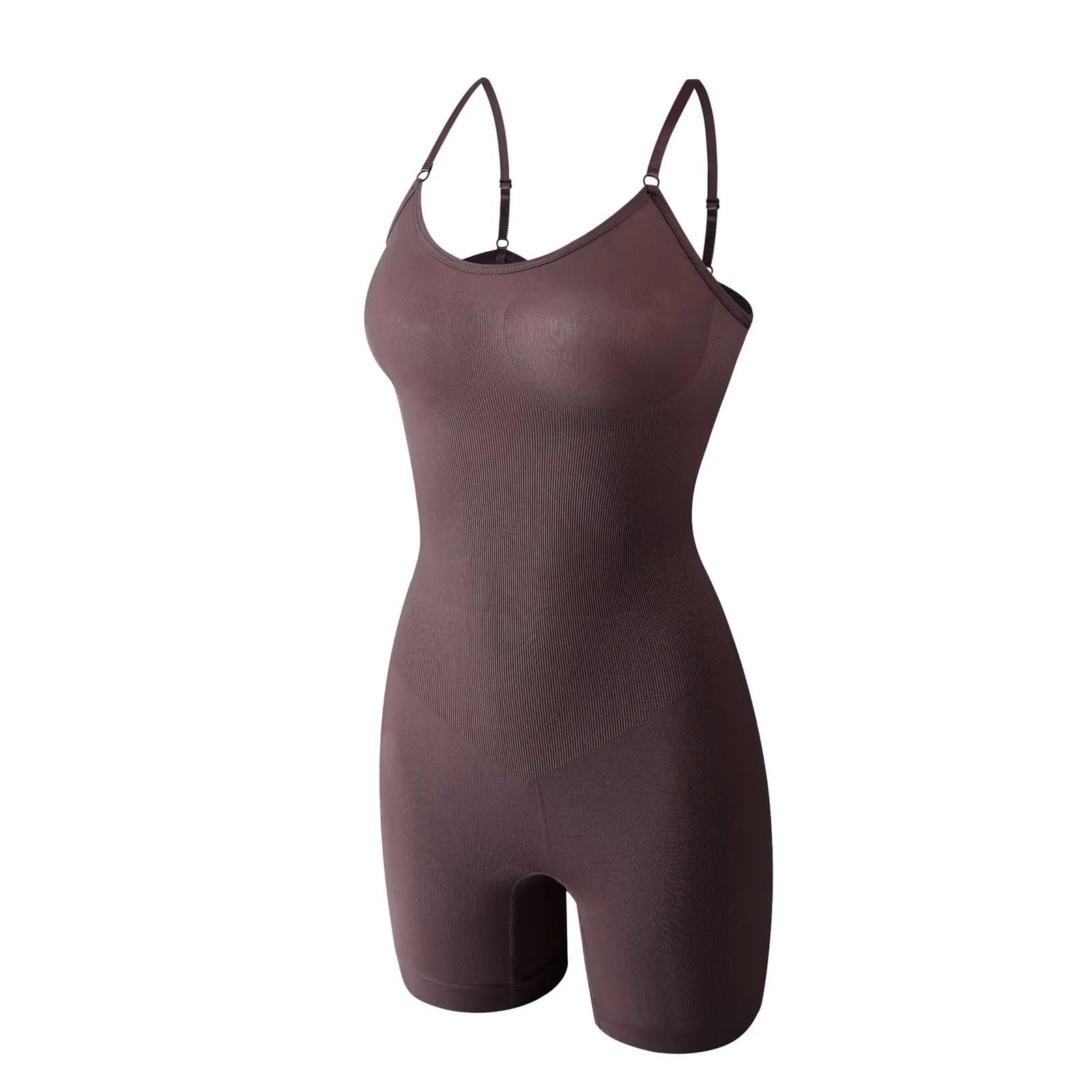 Body Modellante da Donna, a metà Coscia, Contenitivo, Modellante e Senza Cuciture Ideale per Feste, Matrimoni e Raduni(Brown,XL)