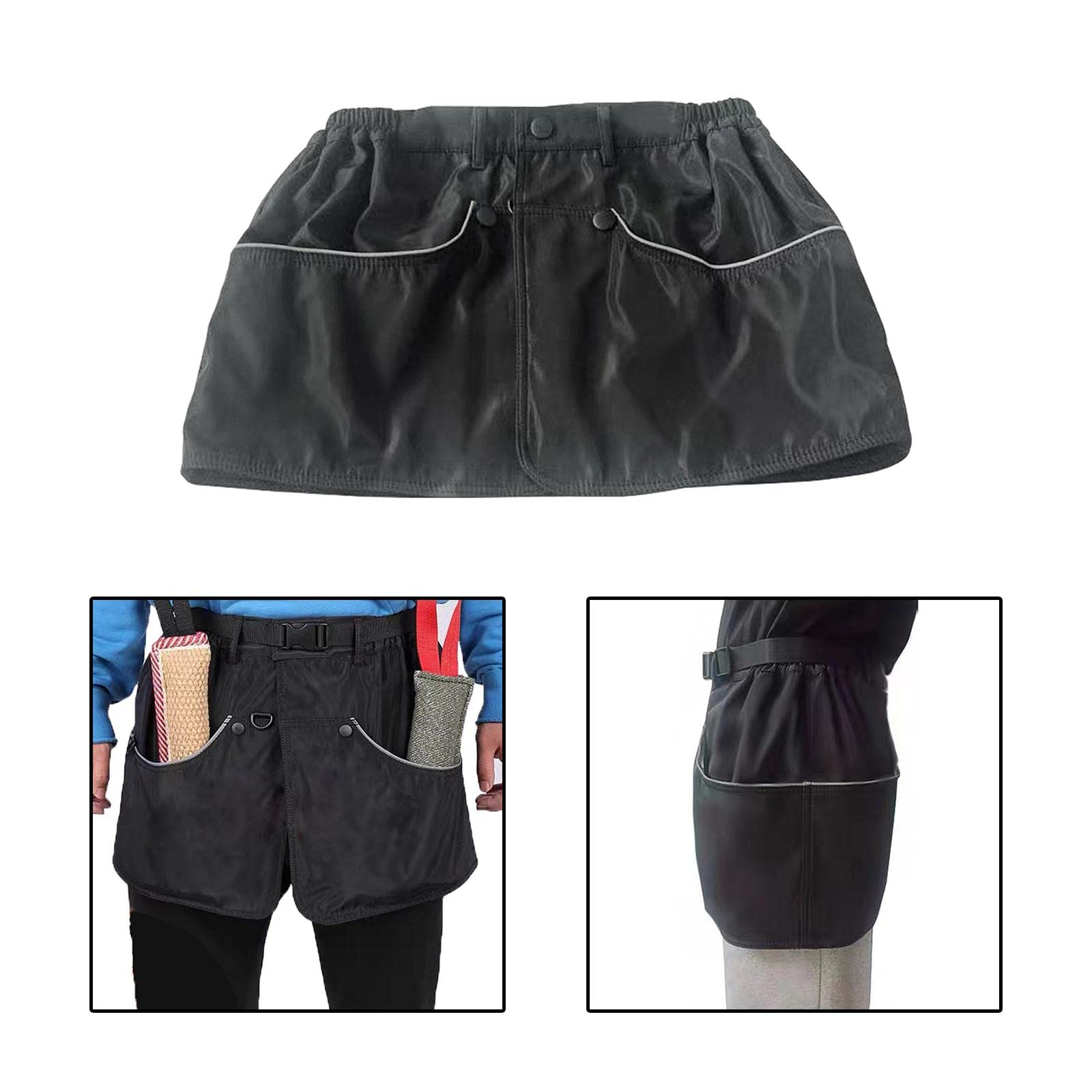 Baoblaze Tablier professionnel pour dresseur de chien - Avec plusieurs poches et ceinture de hanche - Pantalon de dressage réglable - Vêtement de promenade pour l'extérieur - Noir - L 92 cm