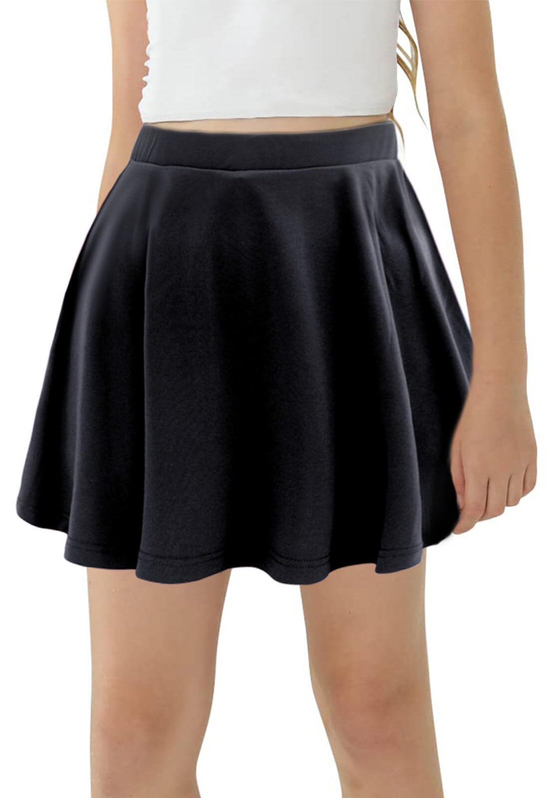 SEAUR Falda para niña con pantalón de deporte, falda plisada, falda básica lisa, minifalda para tenis, golf, plisada, falda deportiva, 110-160 cm